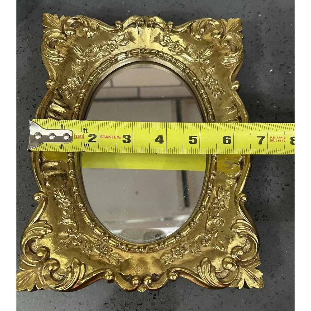 Vintage Gold Ornate Scroll Gold Wall Mirror Rectangle Plastic 9